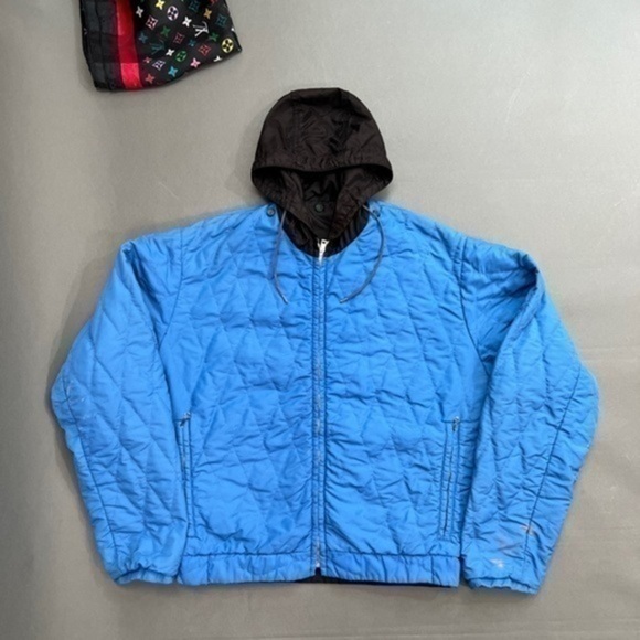 1980s Reversible Quilted Ski Jacket Hoodie Liner - Picture 1 of 16